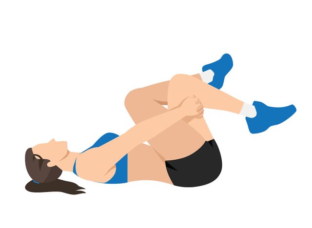 Piriformis Stretch. Woman doing Piriformis stretch exercise. Flat vector illustration isolated on white background